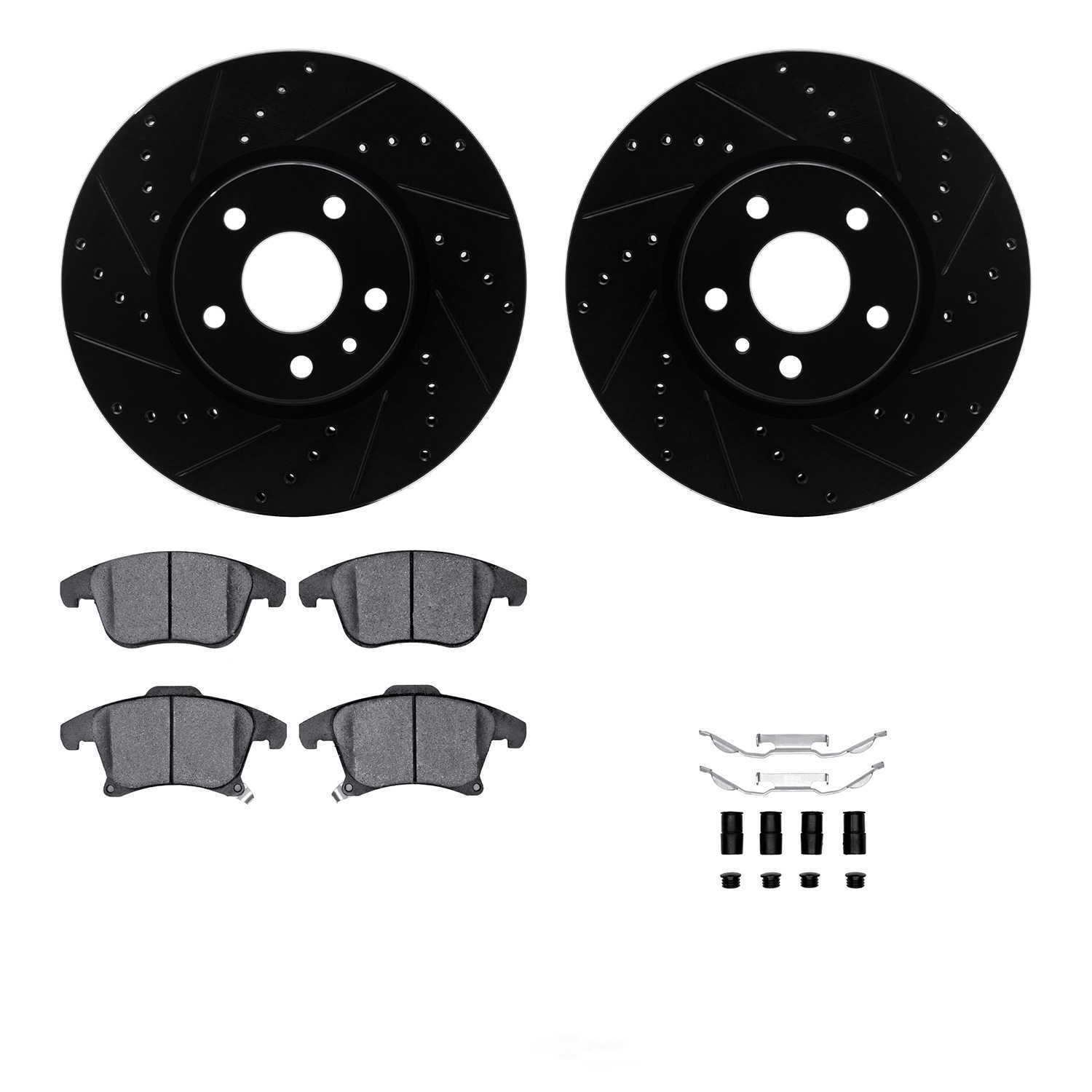 Dynamic Friction Company 8512-54175 DFC Rotors-Drilled and Slotted-Black with 5000 Advanced Brake