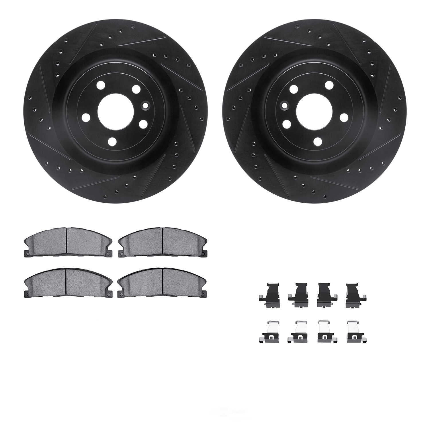 Dynamic Friction Company 8512-54183 DFC Rotors-Drilled and Slotted-Black with 5000 Advanced Brake