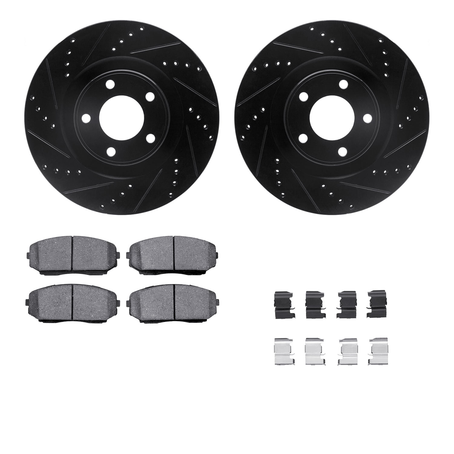 Dynamic Friction Company 8512-54188 DFC Rotors-Drilled and Slotted-Black with 5000 Advanced Brake