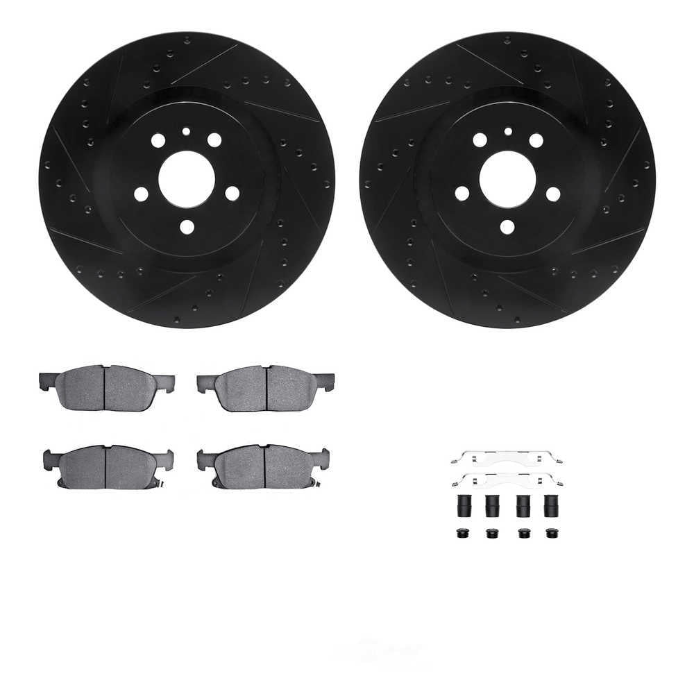 Dynamic Friction Company 8512-55002 DFC Rotors-Drilled and Slotted-Black with 5000 Advanced Brake
