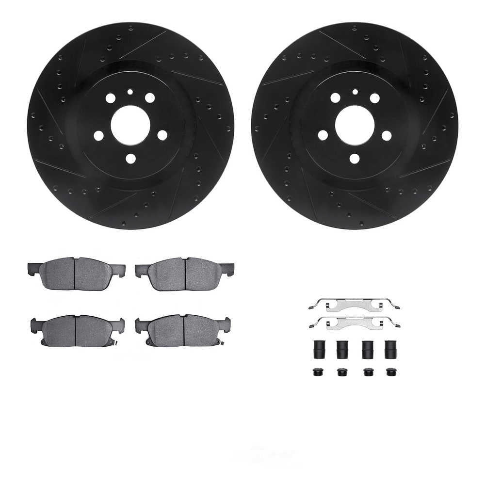 Dynamic Friction Company 8512-55010 DFC Rotors-Drilled and Slotted-Black with 5000 Advanced Brake