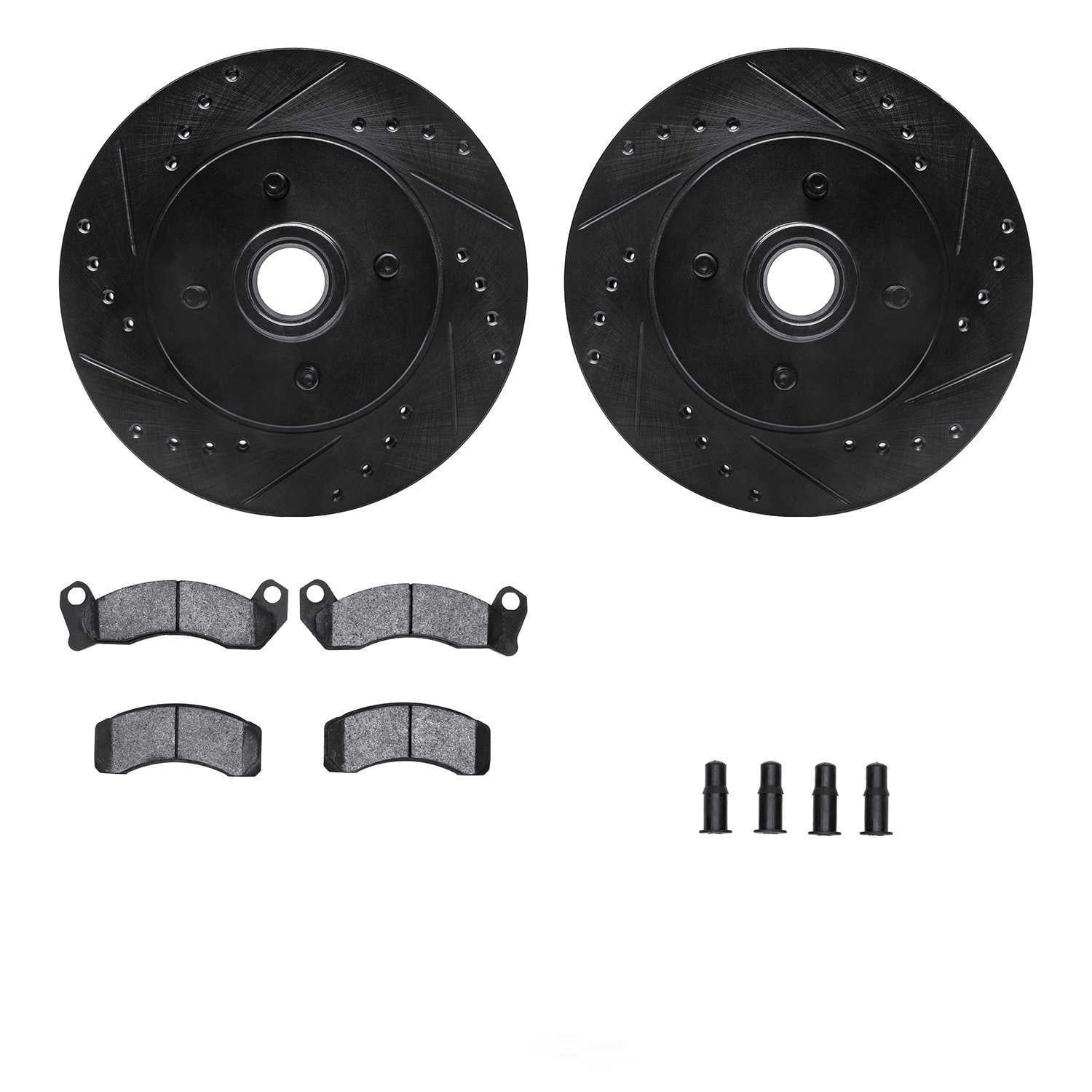 Dynamic Friction Company 8512-55096 DFC Rotors-Drilled and Slotted-Black with 5000 Advanced Brake