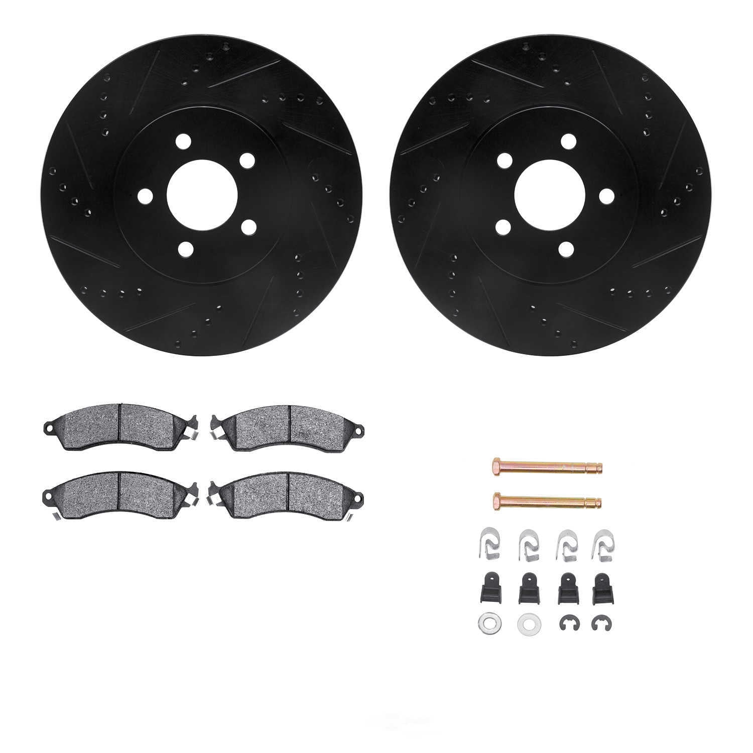 Dynamic Friction Company 8512-55135 DFC Rotors-Drilled and Slotted-Black with 5000 Advanced Brake