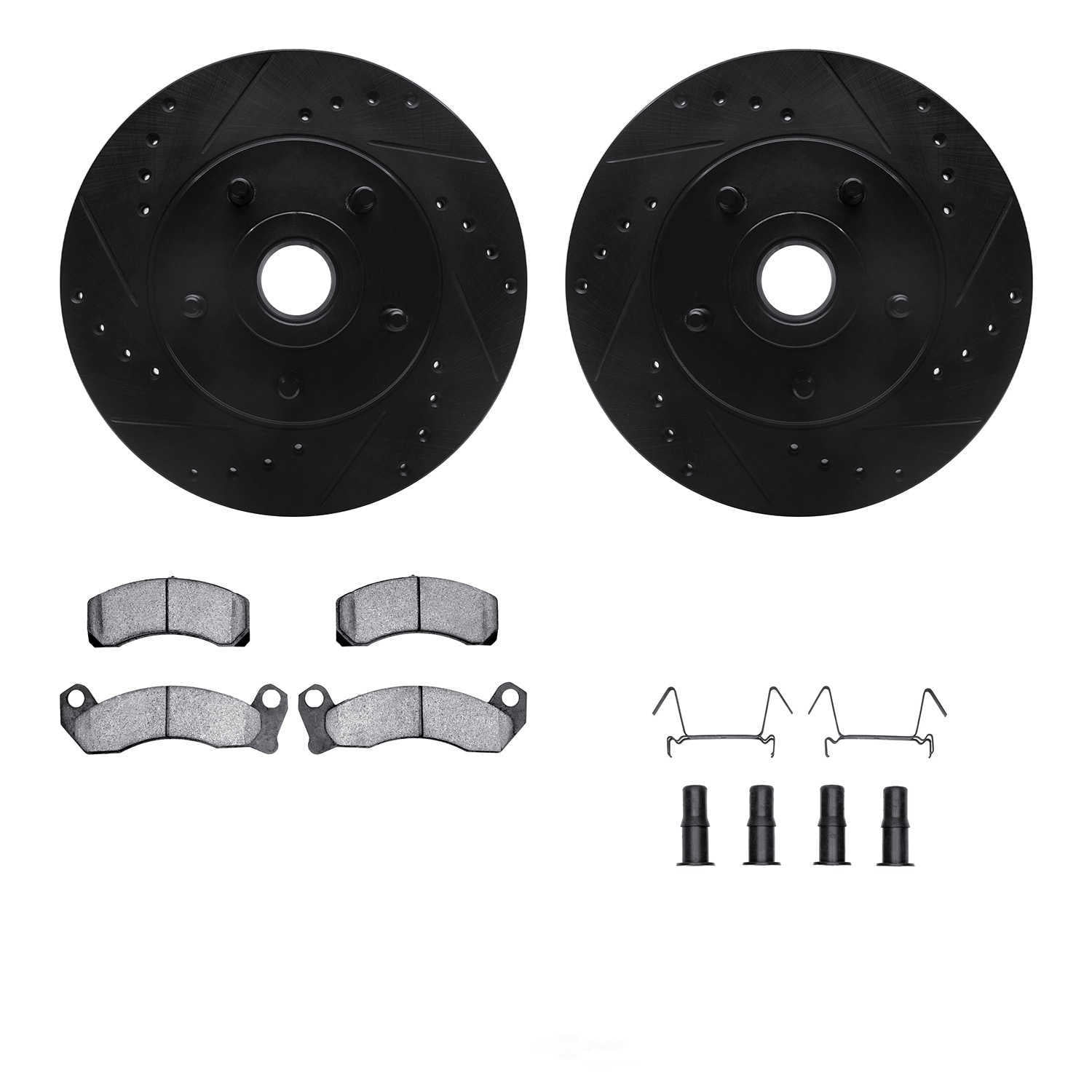 Dynamic Friction Company 8512-56036 DFC Rotors-Drilled and Slotted-Black with 5000 Advanced Brake