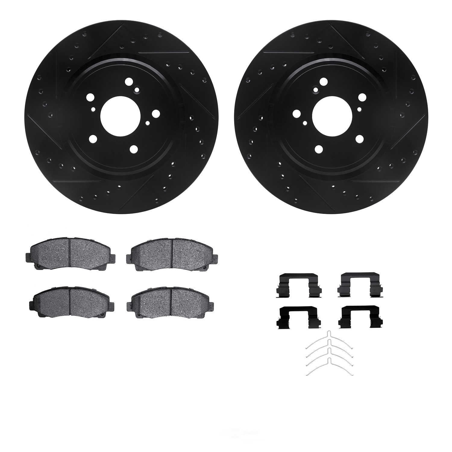 Dynamic Friction Company 8512-58036 DFC Rotors-Drilled and Slotted-Black with 5000 Advanced Brake