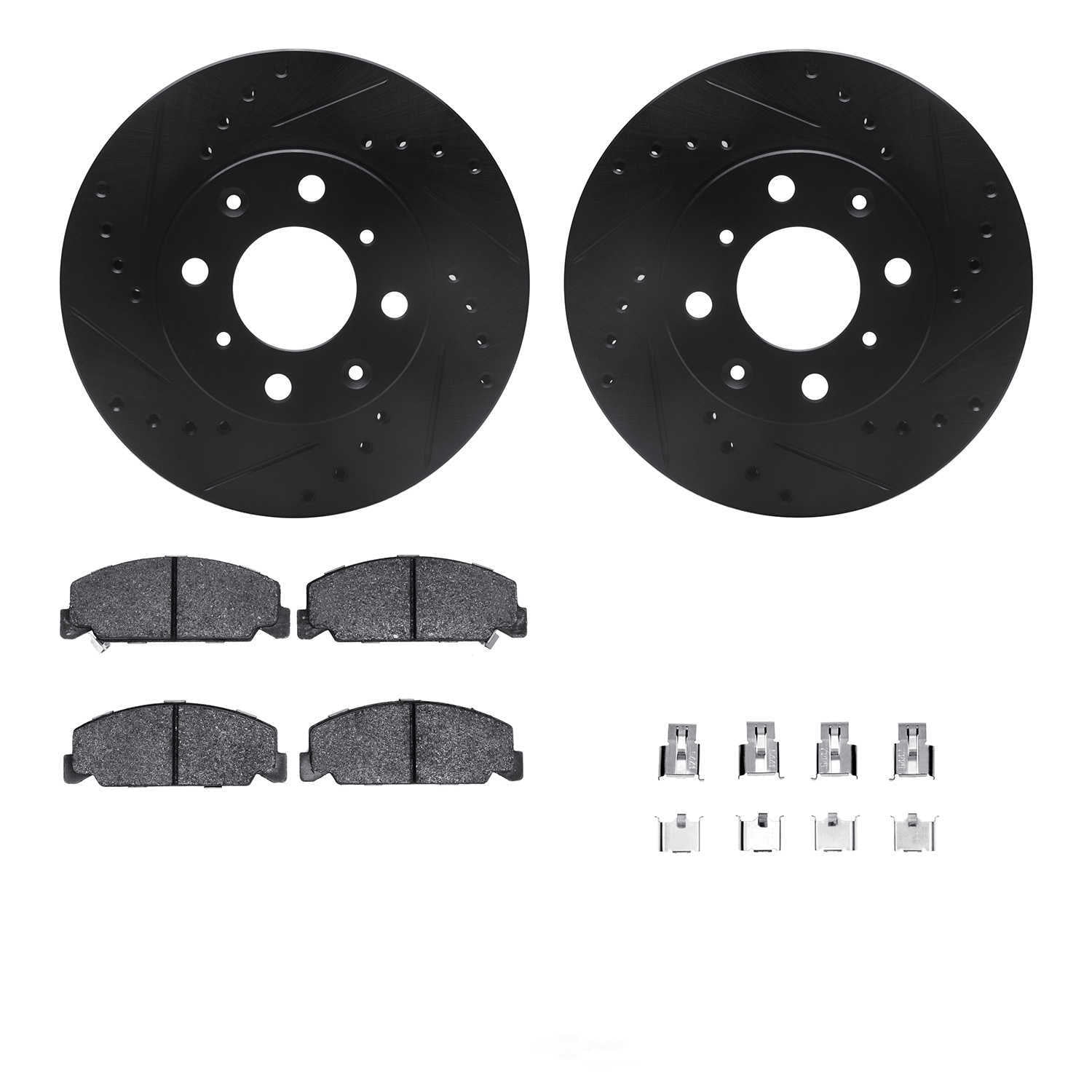 Dynamic Friction Company 8512-59004 DFC Rotors-Drilled and Slotted-Black with 5000 Advanced Brake