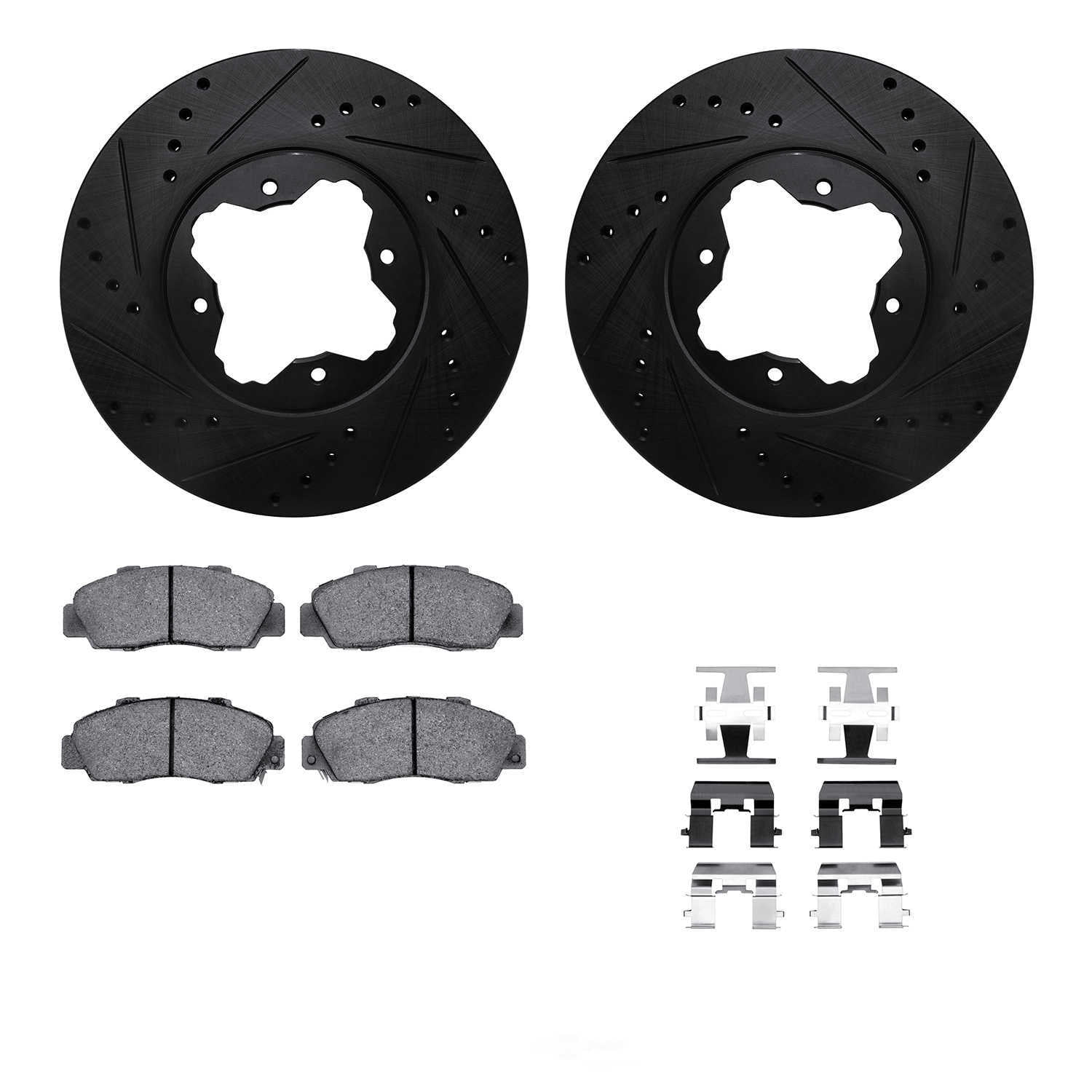Dynamic Friction Company 8512-59023 DFC Rotors-Drilled and Slotted-Black with 5000 Advanced Brake