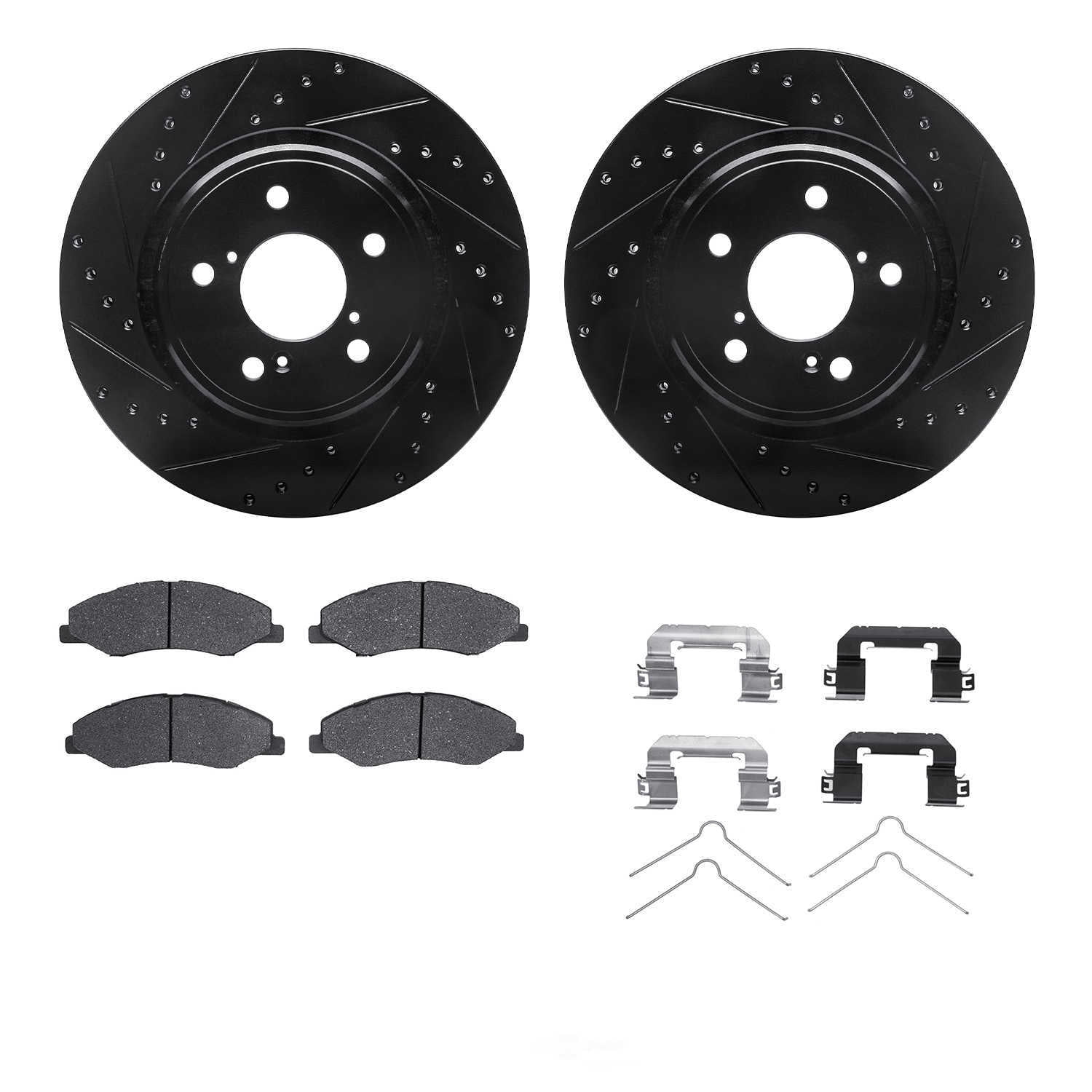 Dynamic Friction Company 8512-59090 DFC Rotors-Drilled and Slotted-Black with 5000 Advanced Brake