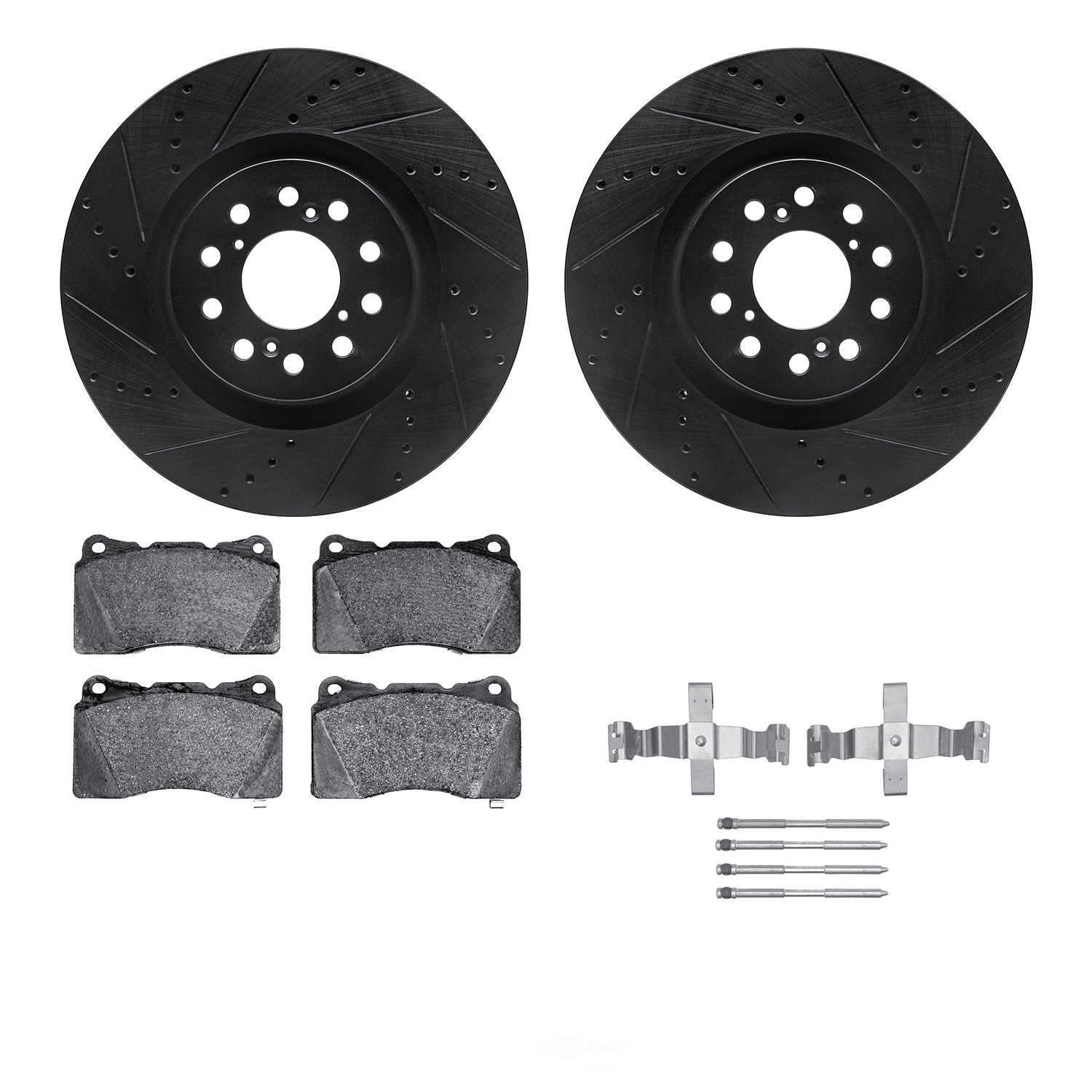 Dynamic Friction Company 8512-59476 DFC Rotors-Drilled and Slotted-Black with 5000 Advanced Brake
