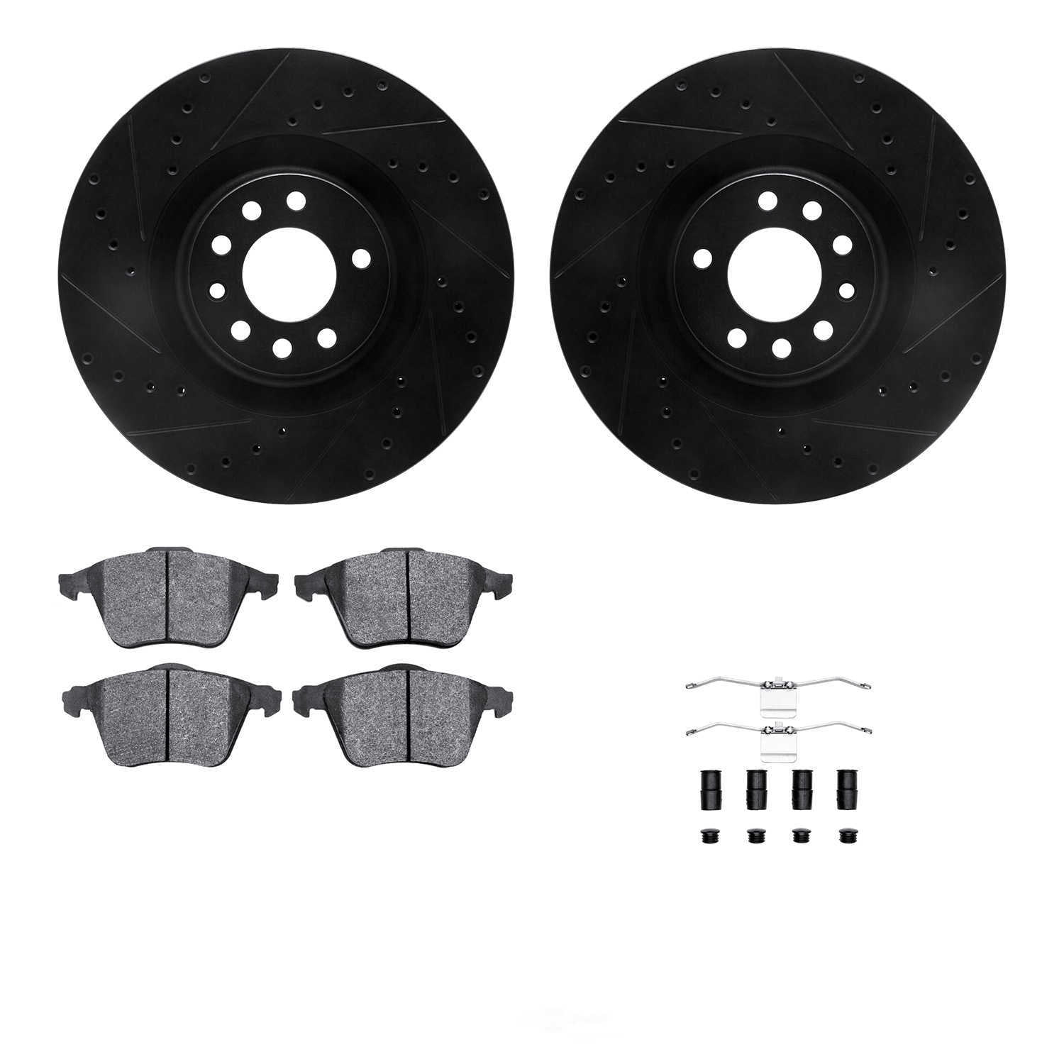 Dynamic Friction Company 8512-65114 DFC Rotors-Drilled and Slotted-Black with 5000 Advanced Brake