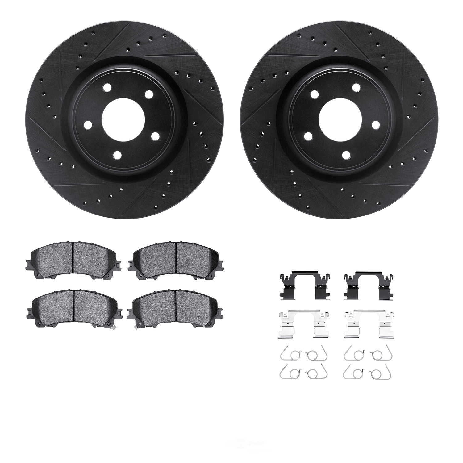 Dynamic Friction Company 8512-67128 DFC Rotors-Drilled and Slotted-Black with 5000 Advanced Brake