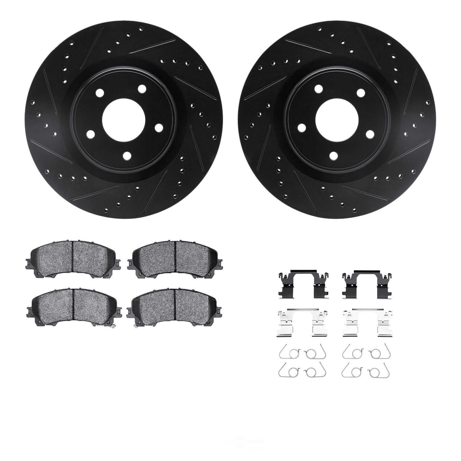 Dynamic Friction Company 8512-67129 DFC Rotors-Drilled and Slotted-Black with 5000 Advanced Brake