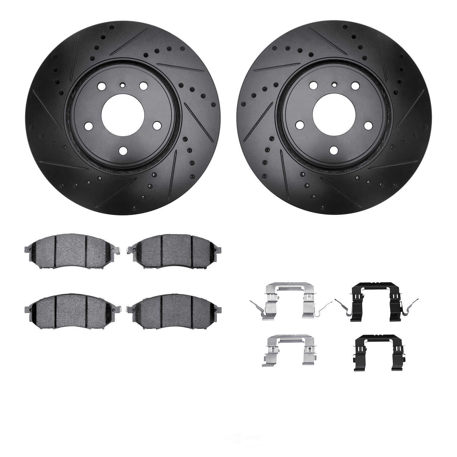 Dynamic Friction Company 8512-68010 DFC Rotors-Drilled and Slotted-Black with 5000 Advanced Brake