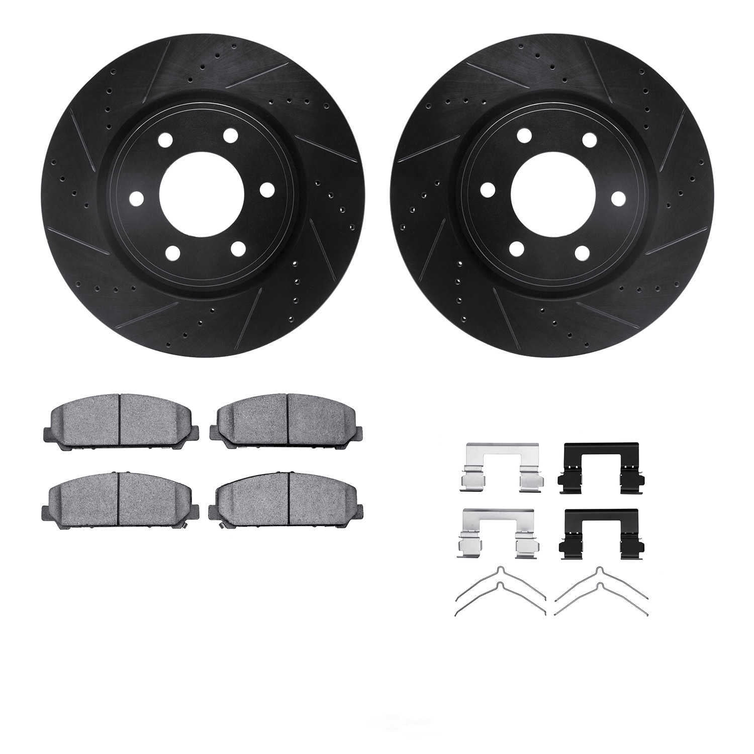 Dynamic Friction Company 8512-68018 DFC Rotors-Drilled and Slotted-Black with 5000 Advanced Brake