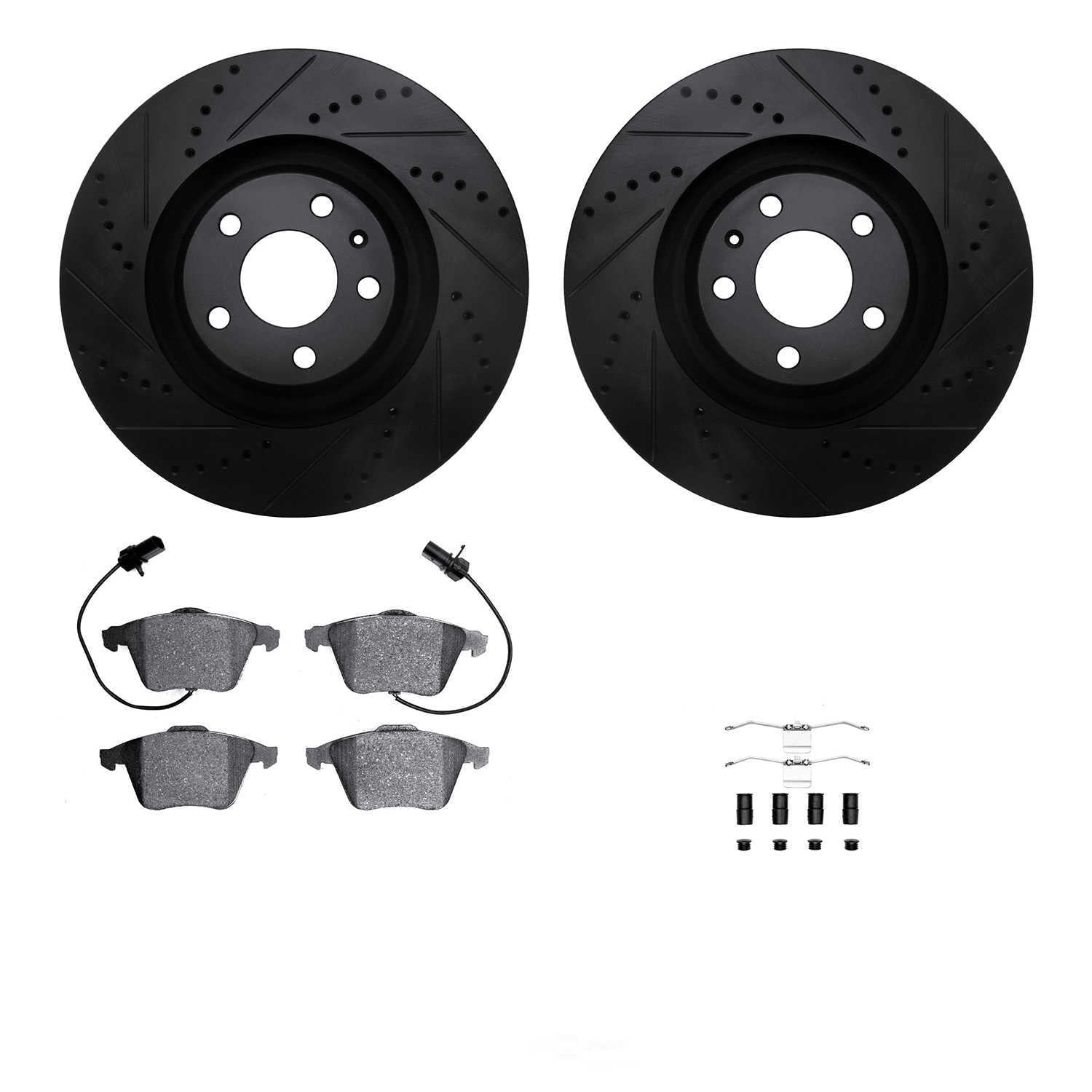 Dynamic Friction Company 8512-73250 DFC Rotors-Drilled and Slotted-Black with 5000 Advanced Brake