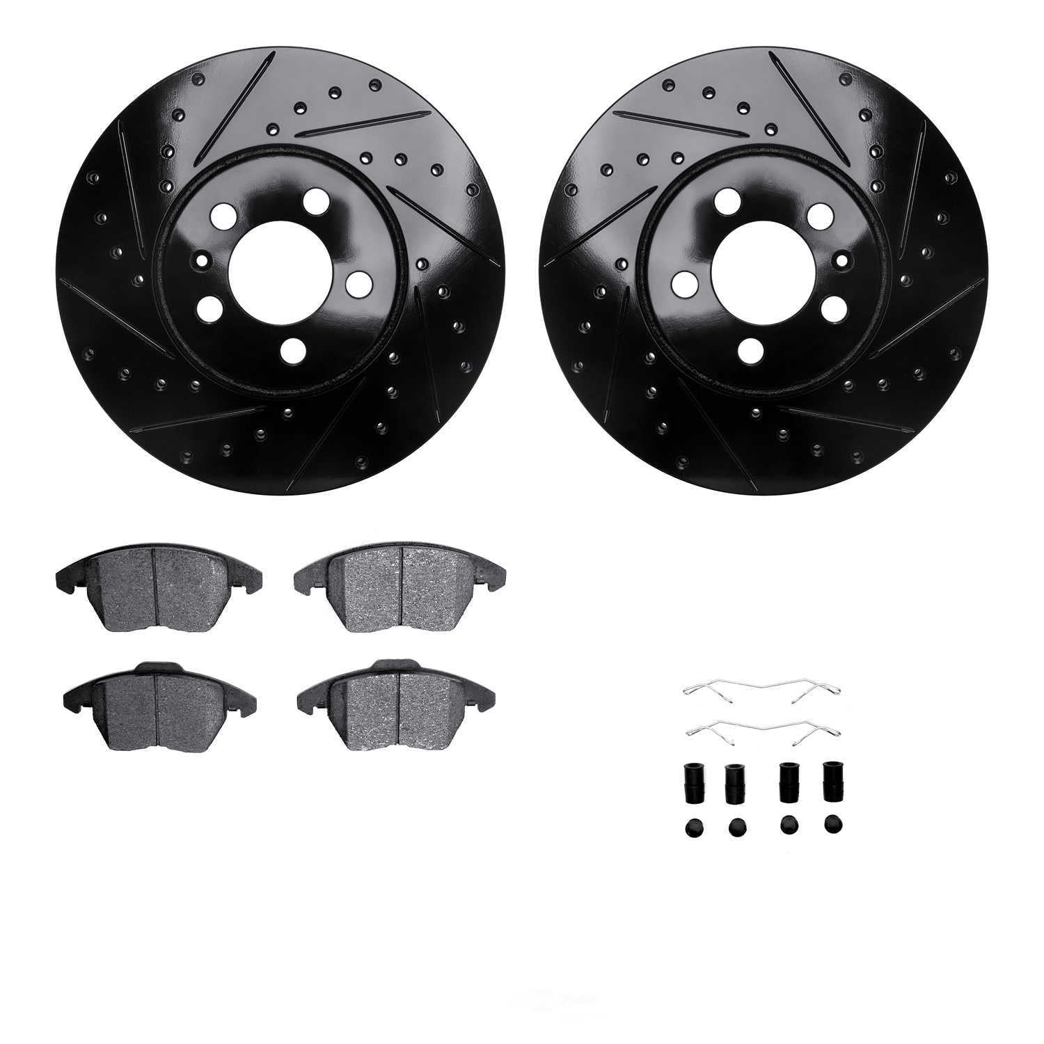 Dynamic Friction Company 8512-74040 DFC Rotors-Drilled and Slotted-Black with 5000 Advanced Brake