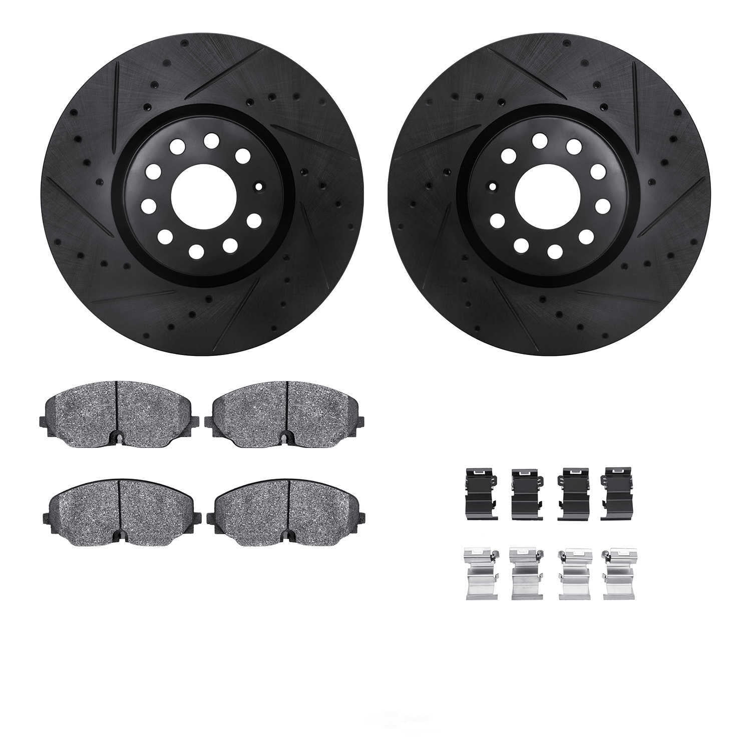 Dynamic Friction Company 8512-74117 DFC Rotors-Drilled and Slotted-Black with 5000 Advanced Brake