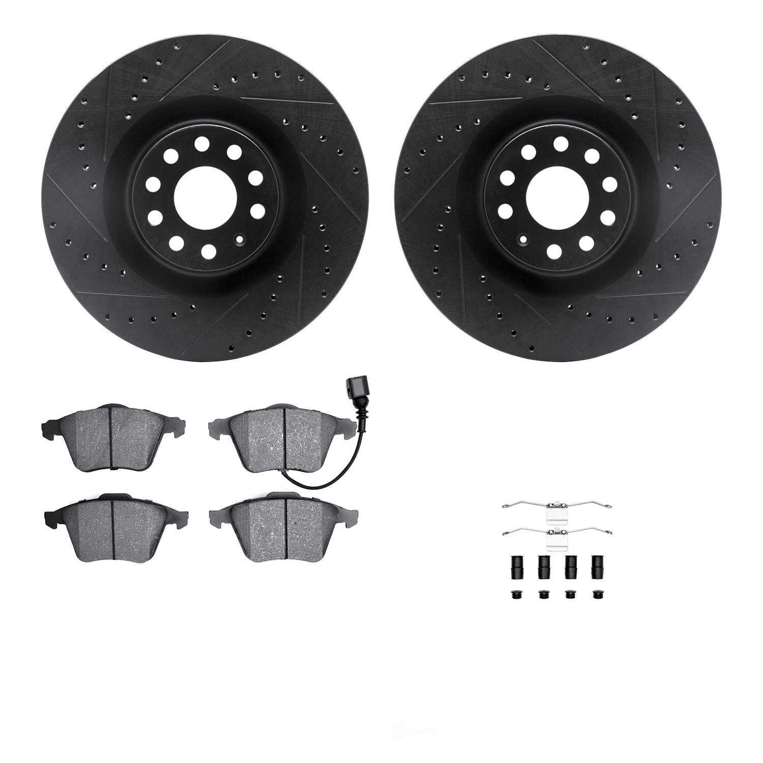 Dynamic Friction Company 8512-74307 DFC Rotors-Drilled and Slotted-Black with 5000 Advanced Brake