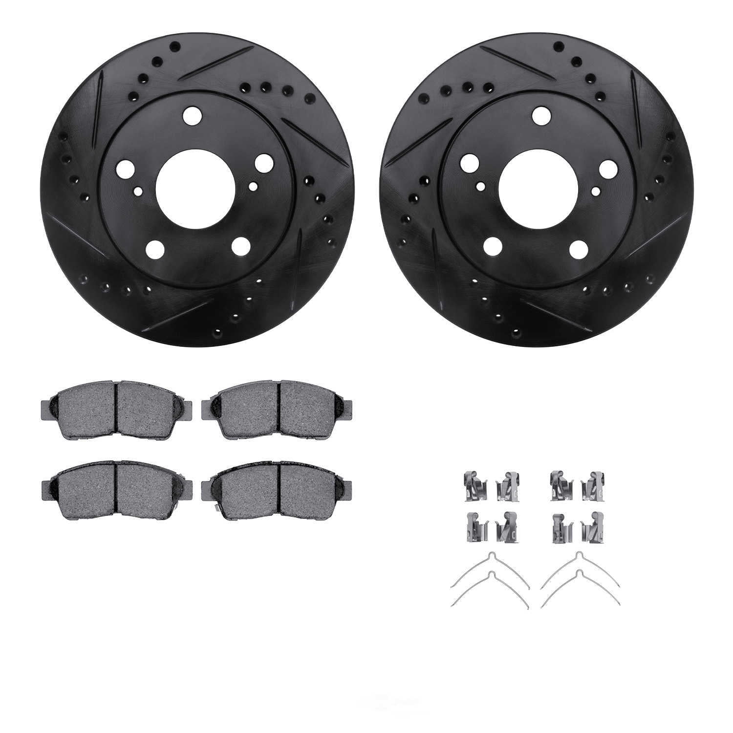 Dynamic Friction Company 8512-76049 DFC Rotors-Drilled and Slotted-Black with 5000 Advanced Brake