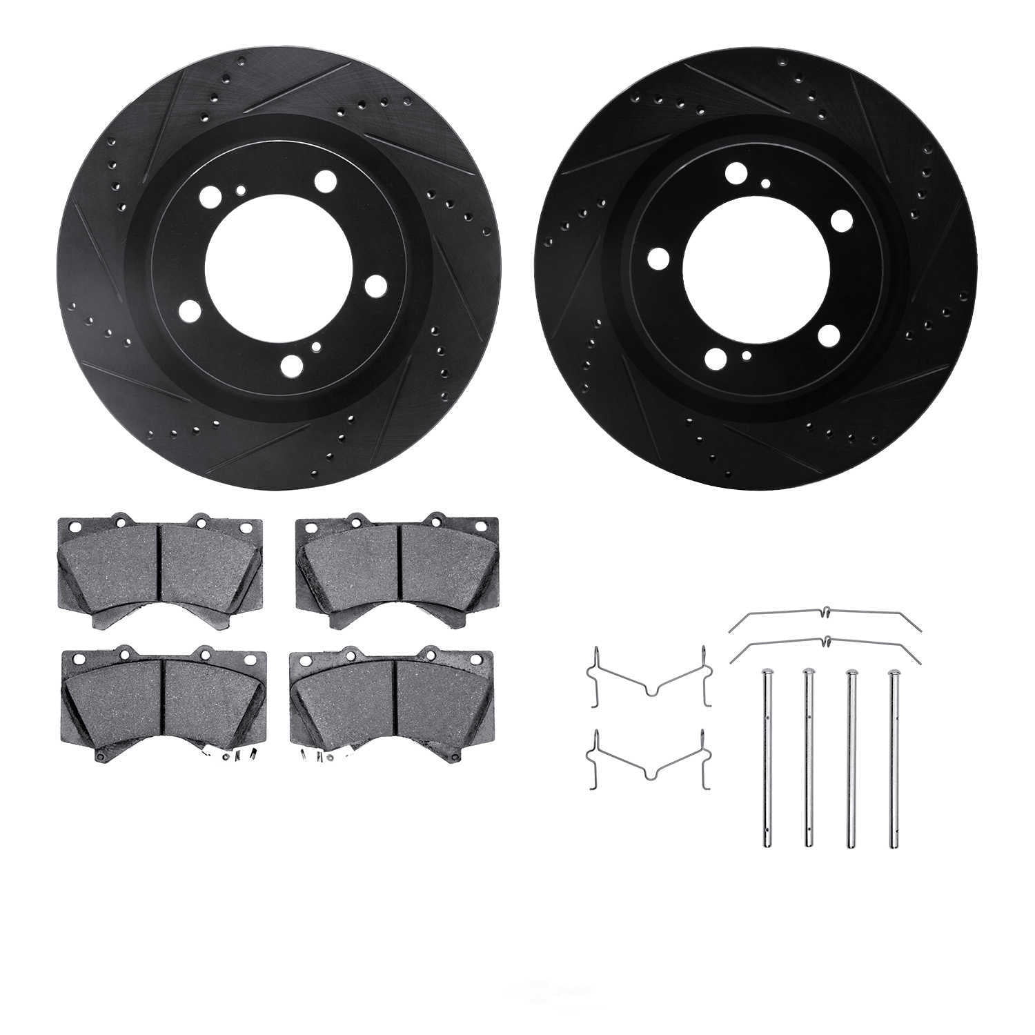 Dynamic Friction Company 8512-76161 DFC Rotors-Drilled and Slotted-Black with 5000 Advanced Brake