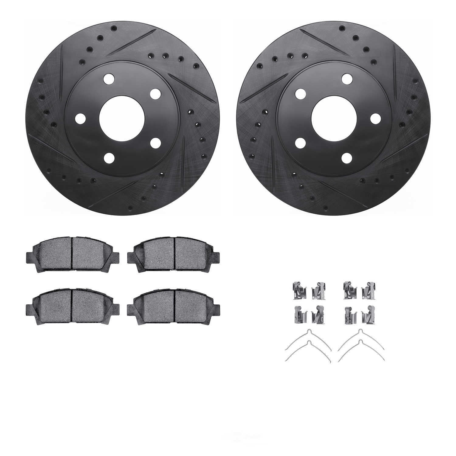 Dynamic Friction Company 8512-76344 DFC Rotors-Drilled and Slotted-Black with 5000 Advanced Brake