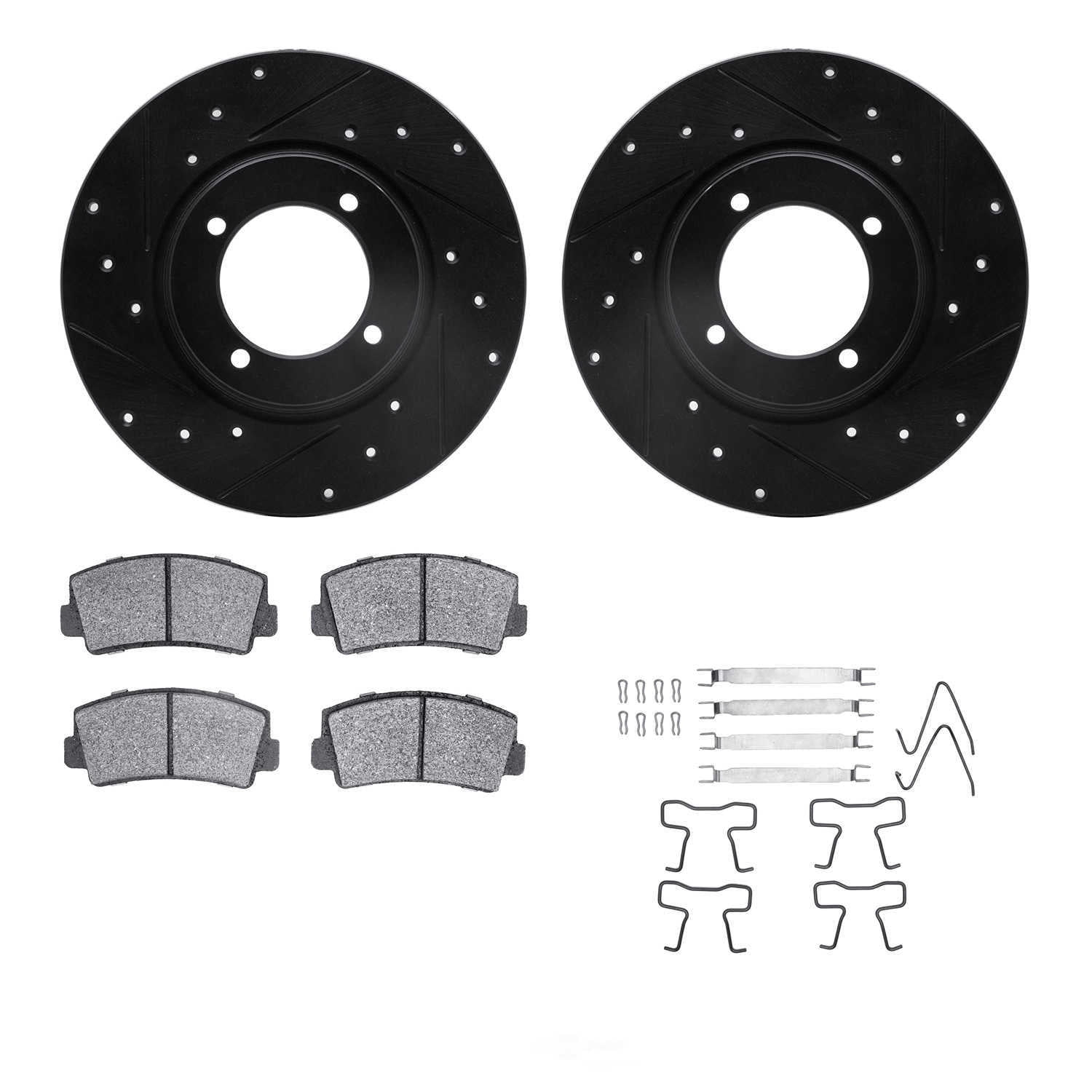 Dynamic Friction Company 8512-80004 DFC Rotors-Drilled and Slotted-Black with 5000 Advanced Brake