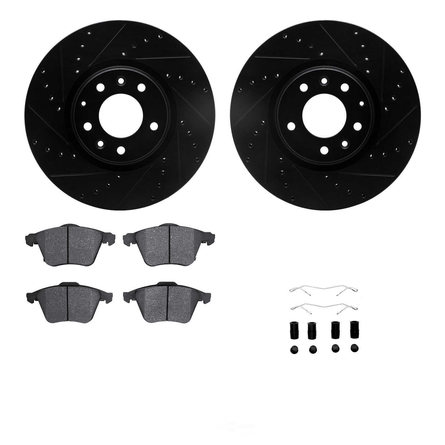 Dynamic Friction Company 8512-80217 DFC Rotors-Drilled and Slotted-Black with 5000 Advanced Brake