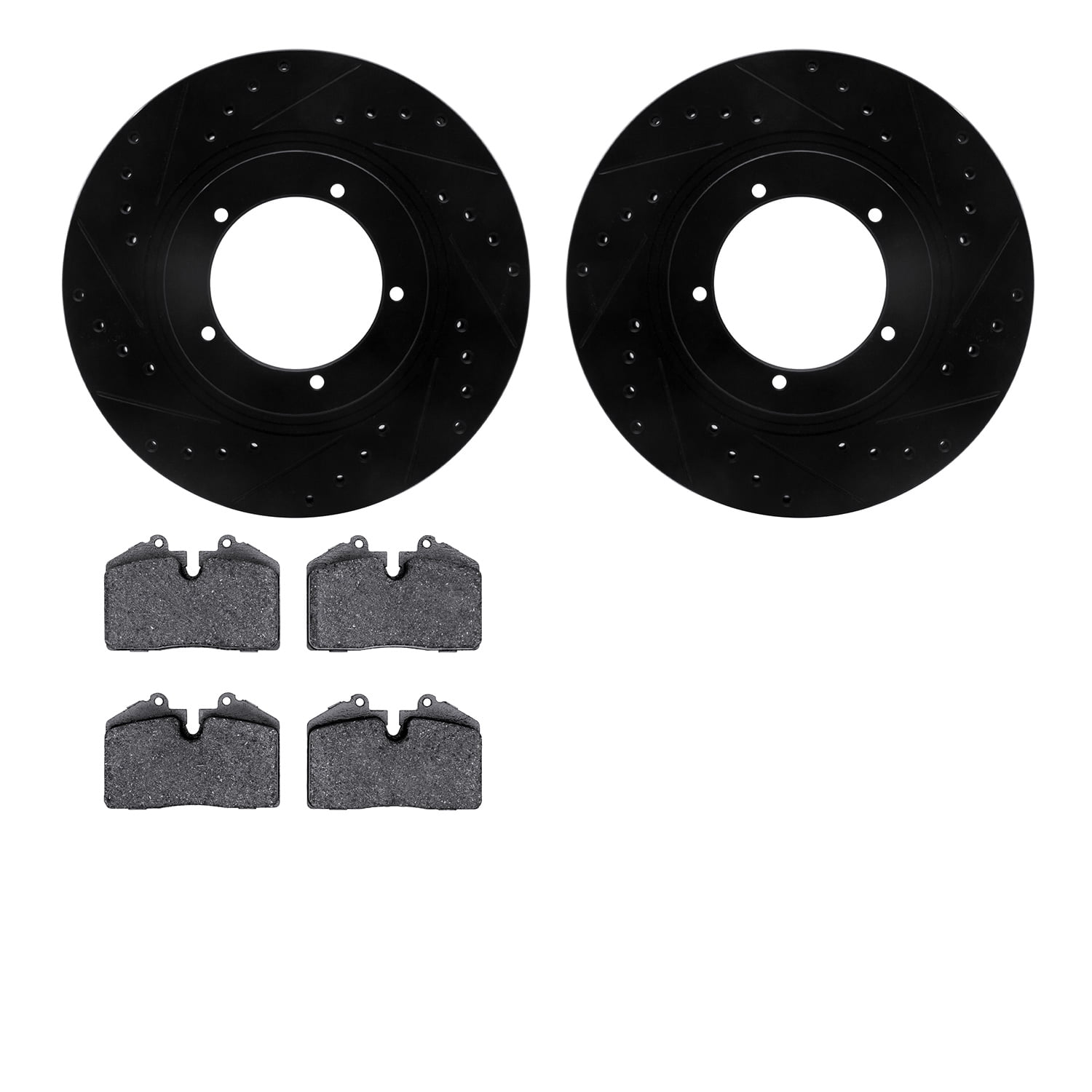 Dynamic Friction Company Front Brake Rotors-Drilled and Slotted-Black with 5000 Euro Ceramic Brake Pads 8602-02008
