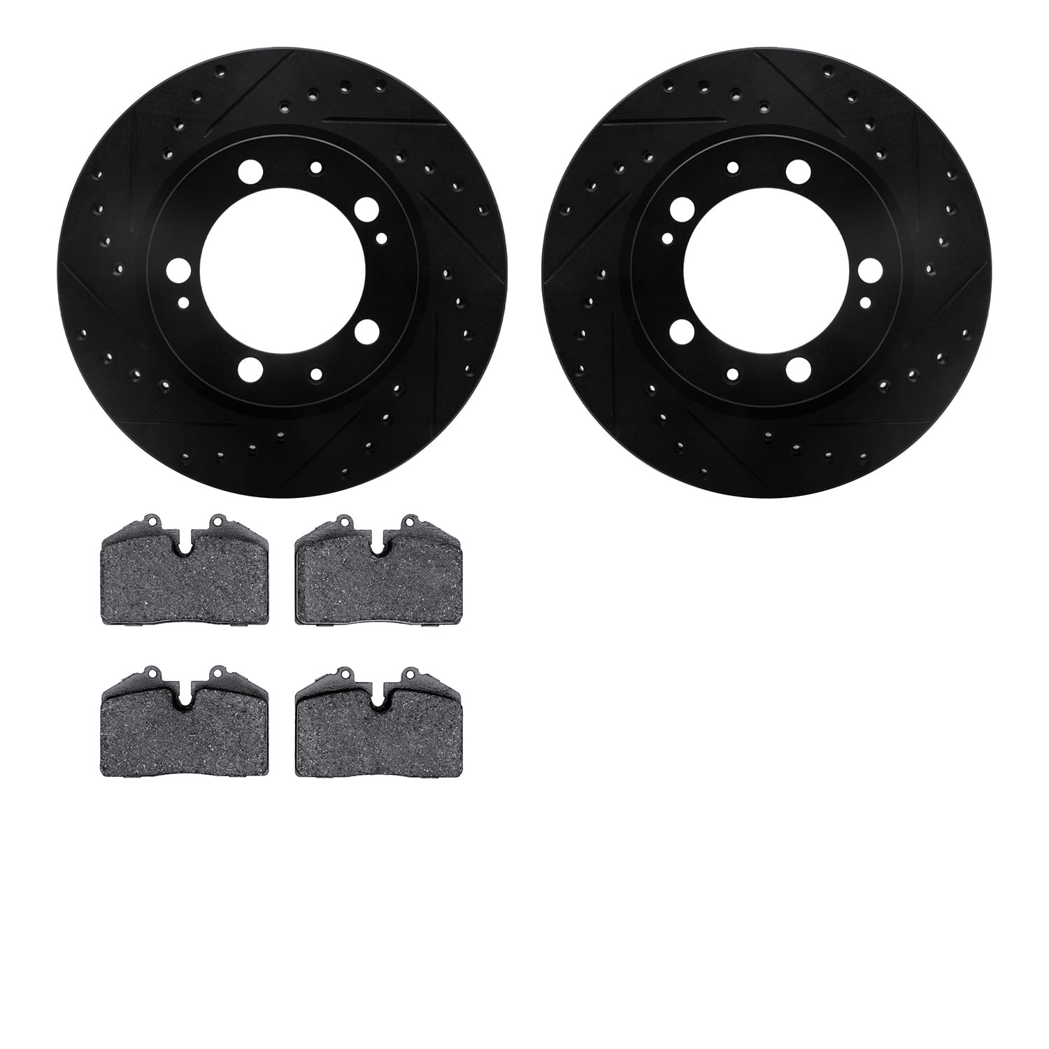 Dynamic Friction Company Front Brake Rotors-Drilled and Slotted-Black with 5000 Euro Ceramic Brake Pads 8602-02012