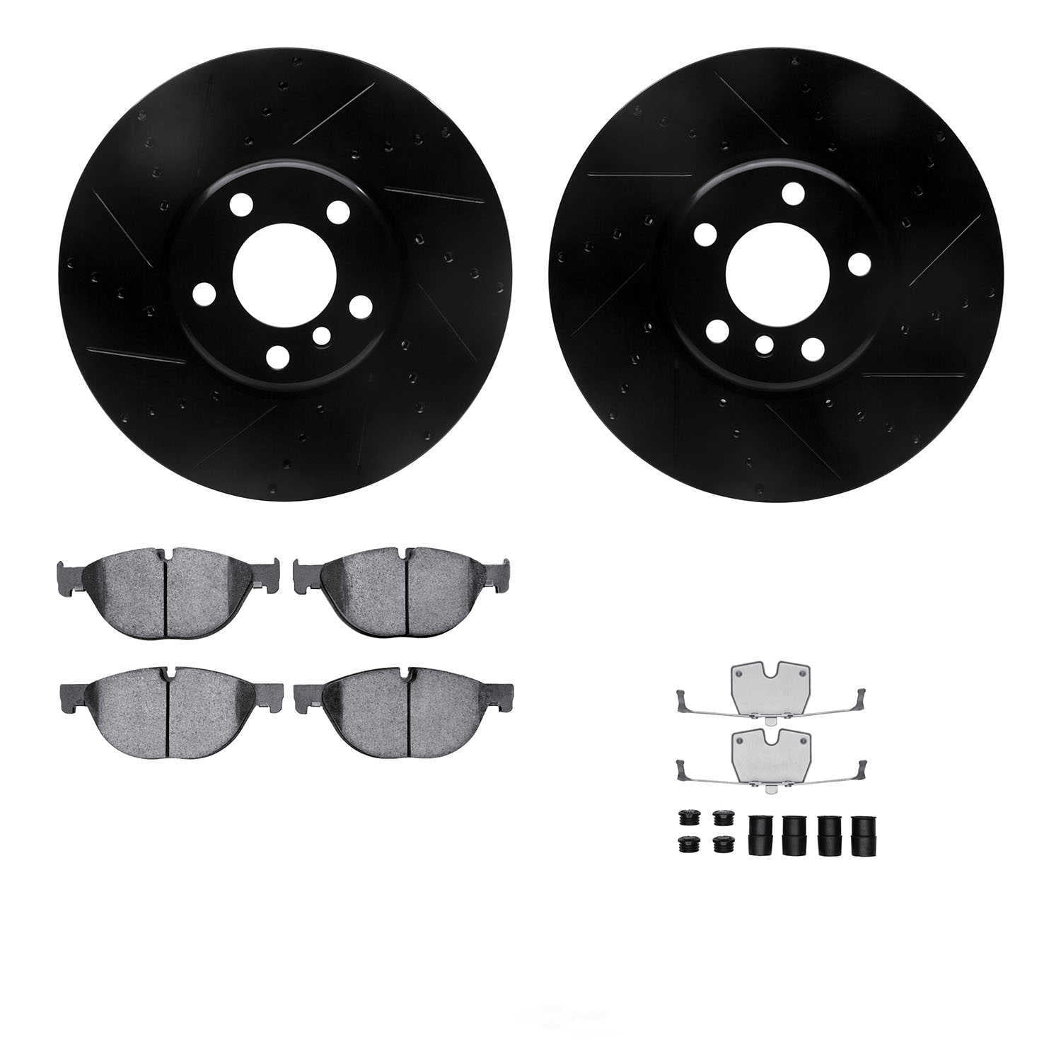 Dynamic Friction Company 8612-31086 DFC Rotors-Drilled and Slotted-Black with EURO 5000 Ceramic