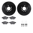 thumbnail image 1 of Dynamic Friction Company Front Brake Rotors-Drilled and Slotted-Black with 5000 Euro Ceramic Brake Pads includes Hardware 8612-65010, 1 of 3