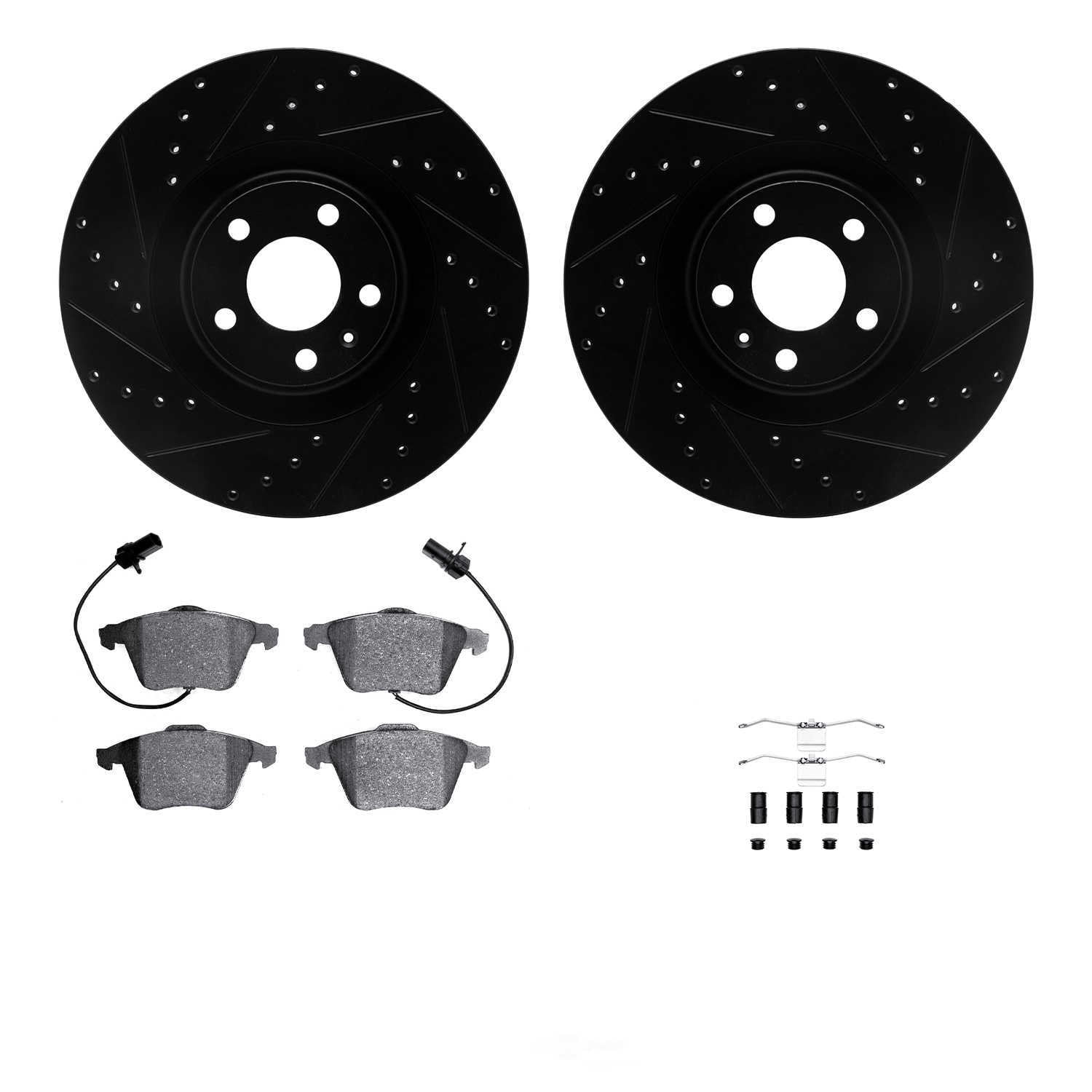 DFC 5000 Euro Ceramic Brake Pads and Hardware Kit - Archived 8612-73028 DFC Rotors-Drilled and