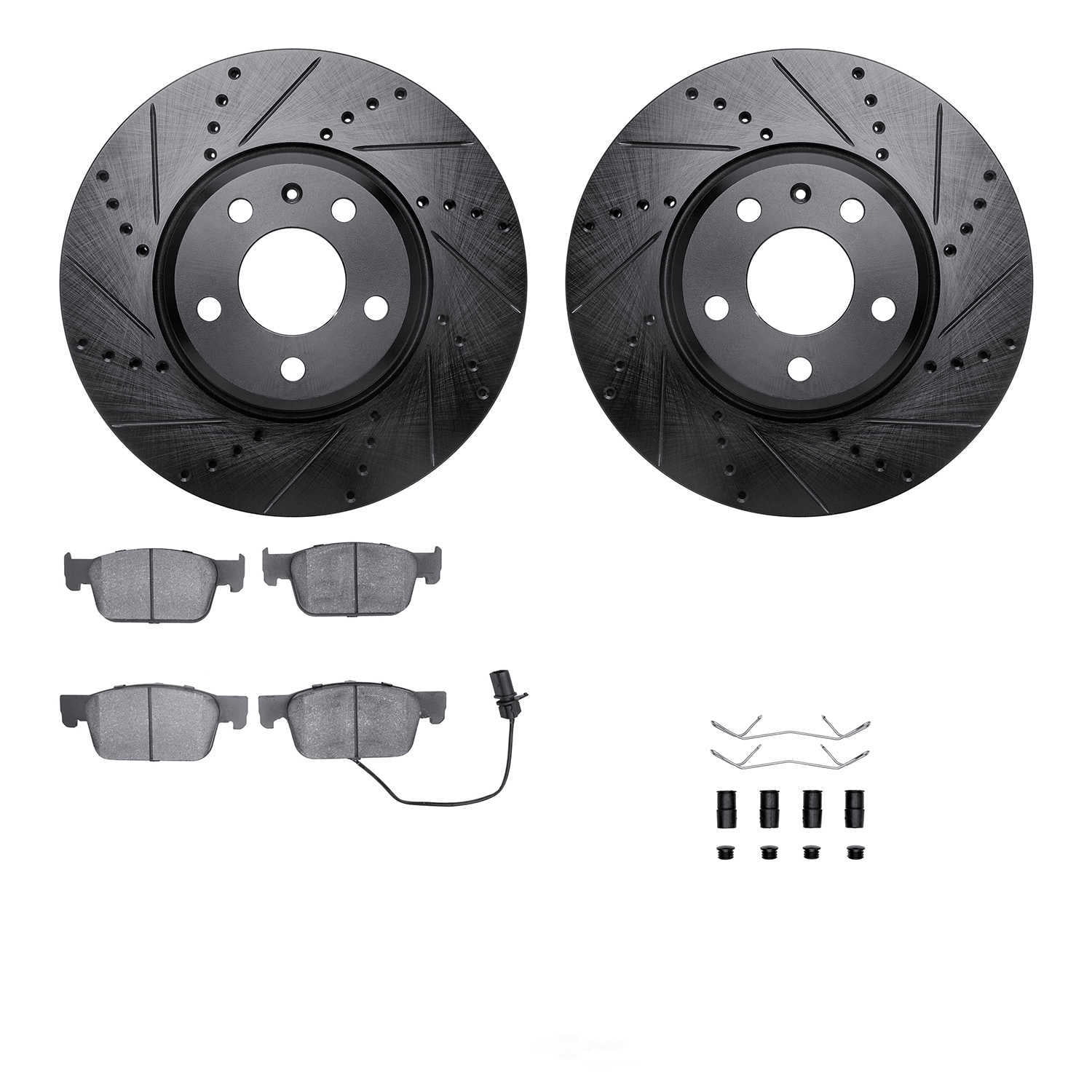 Dynamic Friction Company 8612-73064 DFC Rotors-Drilled and Slotted-Black with EURO 5000 Ceramic