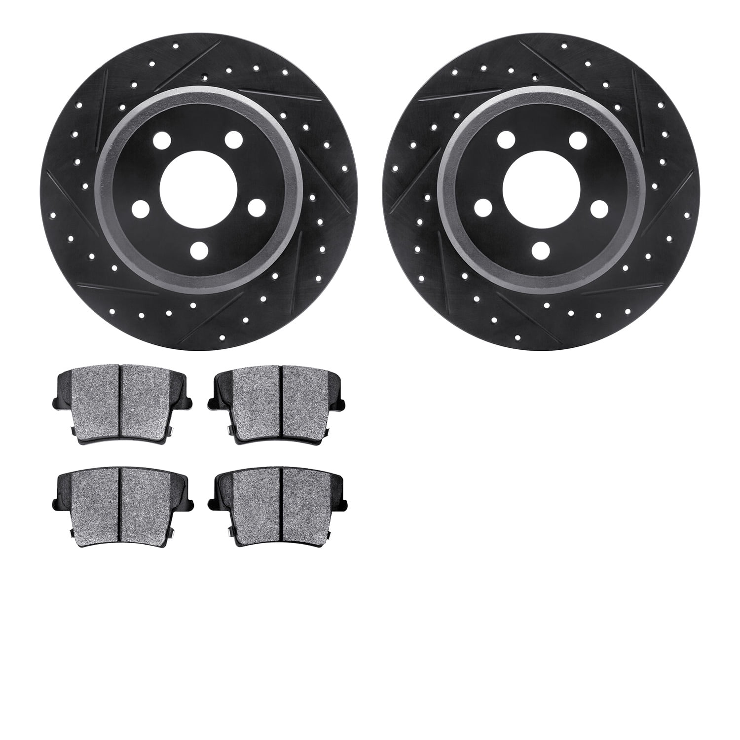 Dynamic Friction Company Front Brake Rotors Drilled and Slotted Black with Heavy Duty Brake Pads - 8202-40082