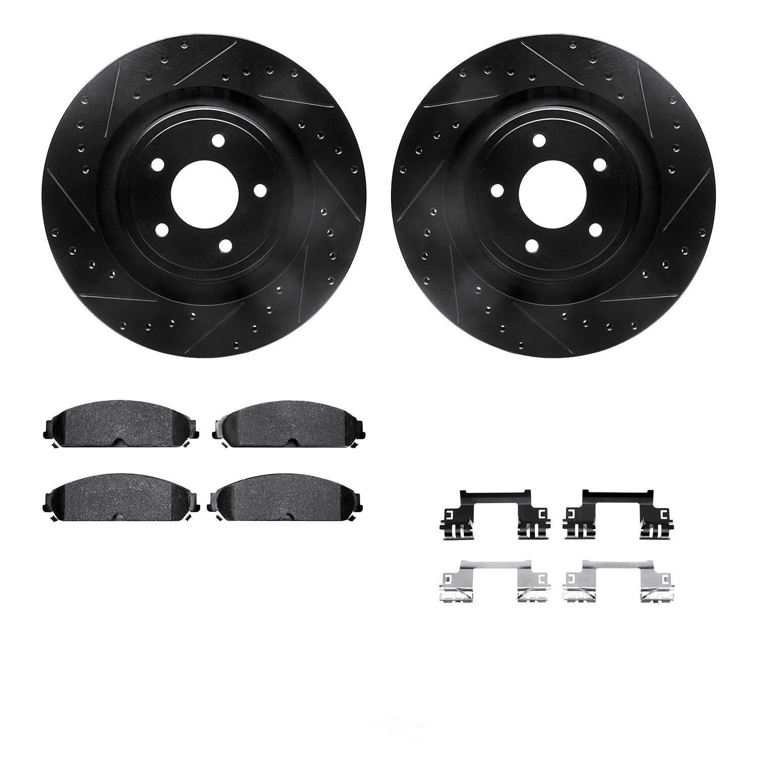 Dynamic Friction Company 8212-40075 DFC Rotors-Drilled and Slotted-Black with Heavy Duty Brake Pads