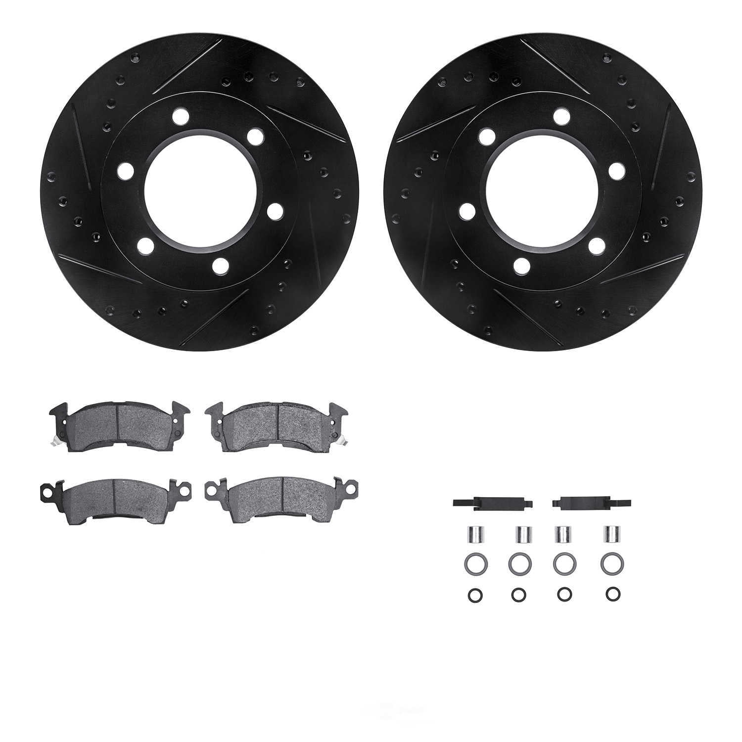 Dynamic Friction Company 8212-42106 DFC Rotors-Drilled and Slotted-Black with Heavy Duty Brake Pads