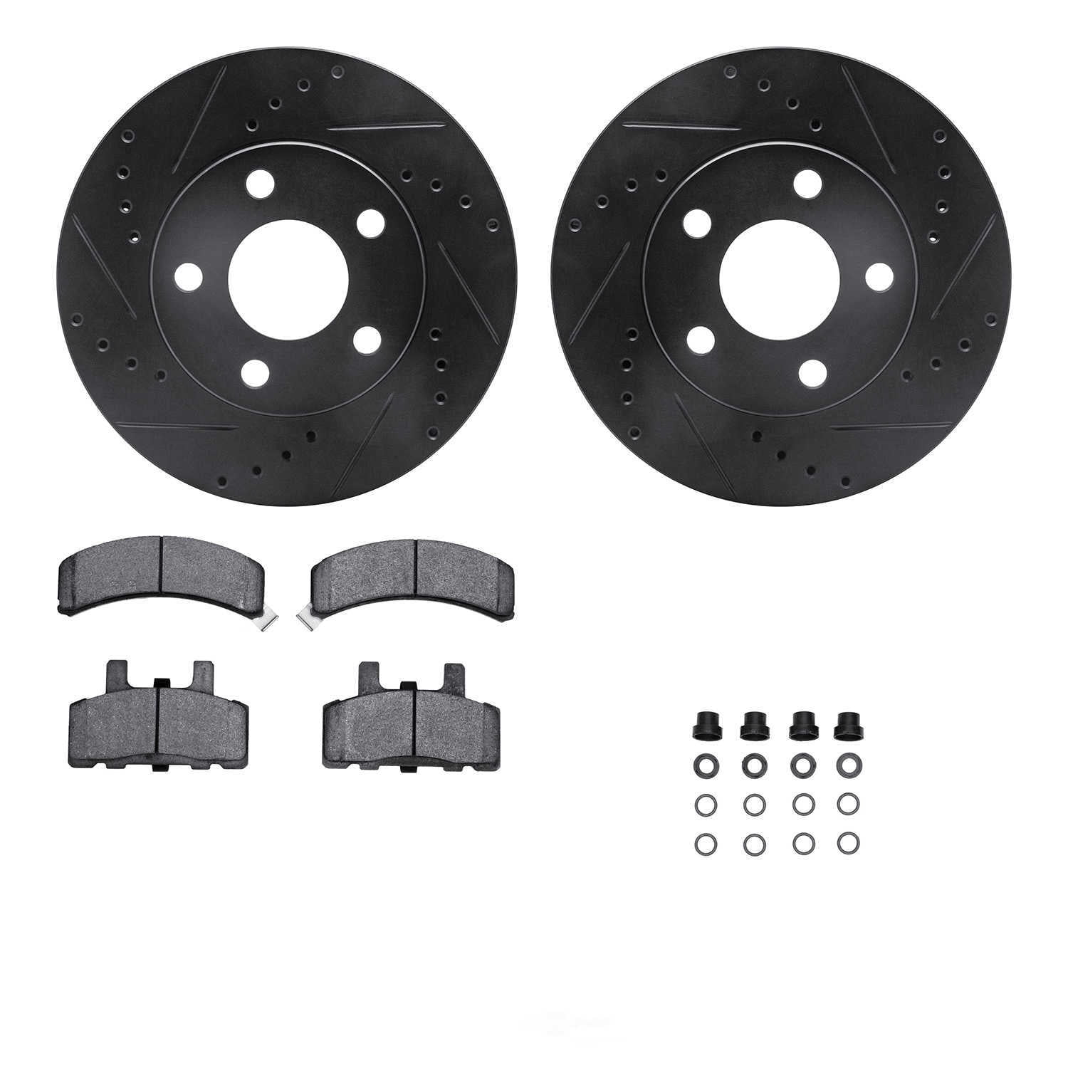 Dynamic Friction Company 8212-47049 DFC Rotors-Drilled and Slotted-Black with Heavy Duty Brake Pads