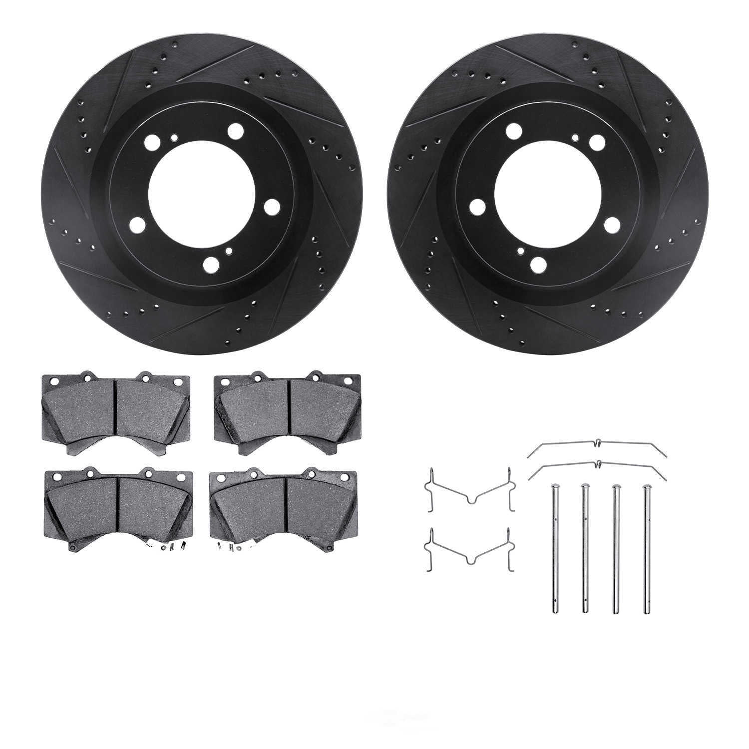 Dynamic Friction Company 8212-76005 DFC Rotors-Drilled and Slotted-Black with Heavy Duty Brake Pads