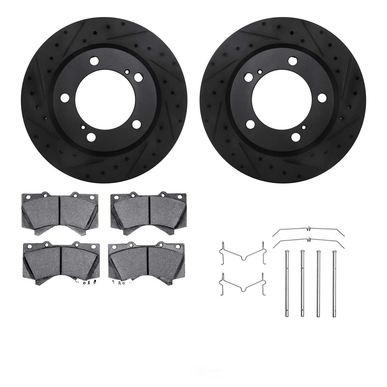 Dynamic Friction Company 8212-76007 DFC Rotors-Drilled and Slotted-Black with Heavy Duty Brake Pads