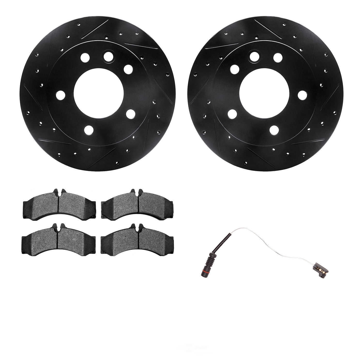 Dynamic Friction Company 8232-40004 DFC Rotors-Drilled and Slotted-Black with Heavy Duty Brake Pads