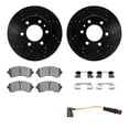 thumbnail image 1 of Dynamic Friction Company Front Brake Rotors-Drilled and Slotted-Black with Heavy Duty Brake Pads includes Sensor and Hardware 8222-40011, 1 of 3