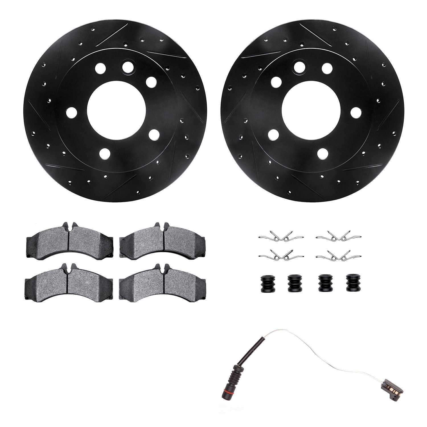 Dynamic Friction Company 8222-40010 DFC Rotors-Drilled and Slotted-Black with Heavy Duty Brake Pads