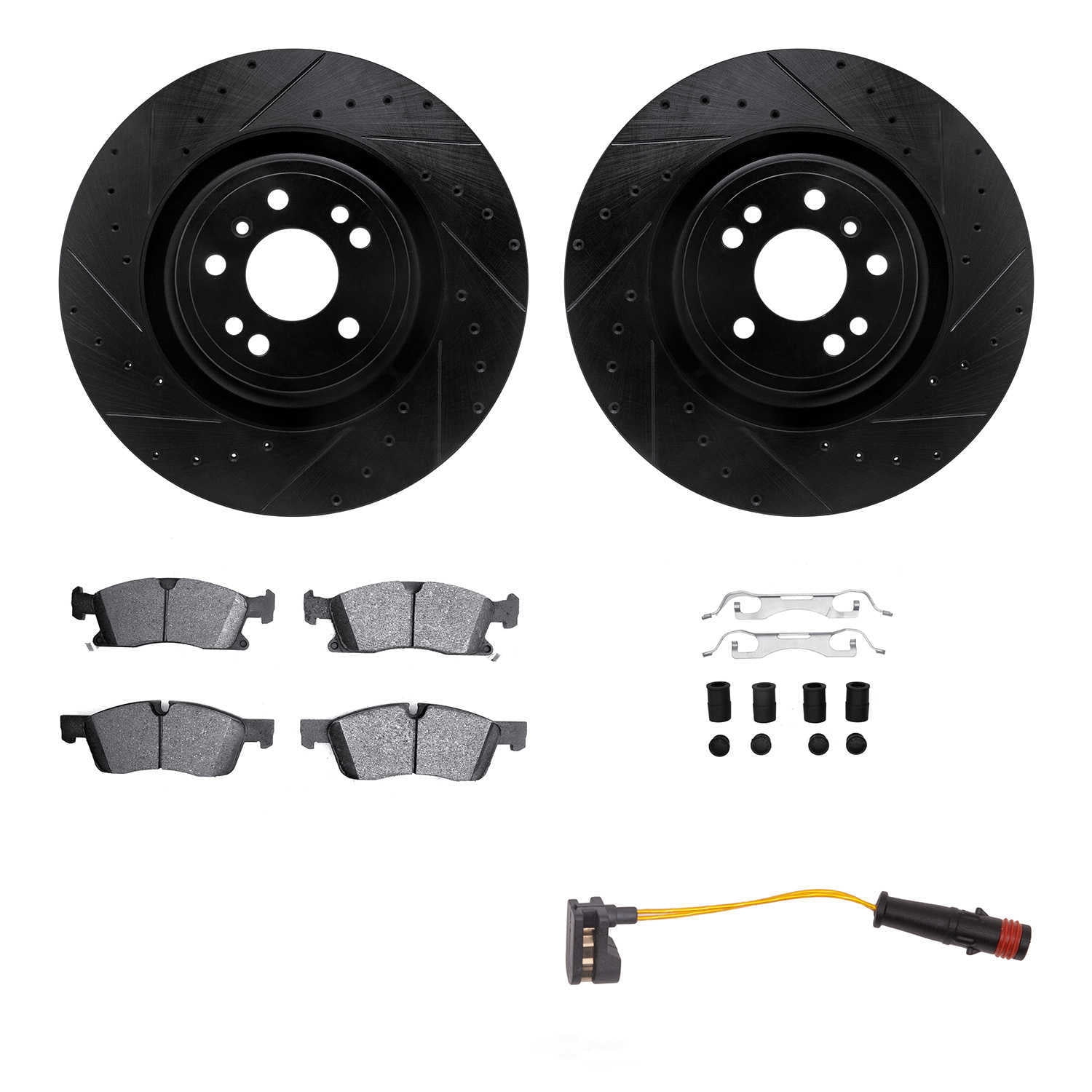 Dynamic Friction Company 8222-63003 DFC Rotors-Drilled and Slotted-Black with Heavy Duty Brake Pads