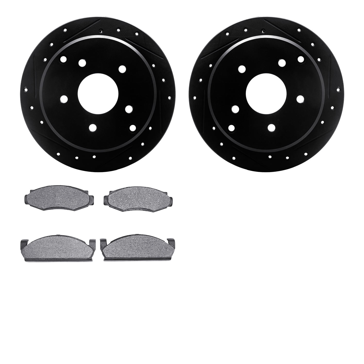 Dynamic Friction Company Front Brake Rotors-Drilled and Slotted-Black with Ultimate Duty Performance Brake Pads 8402-54003