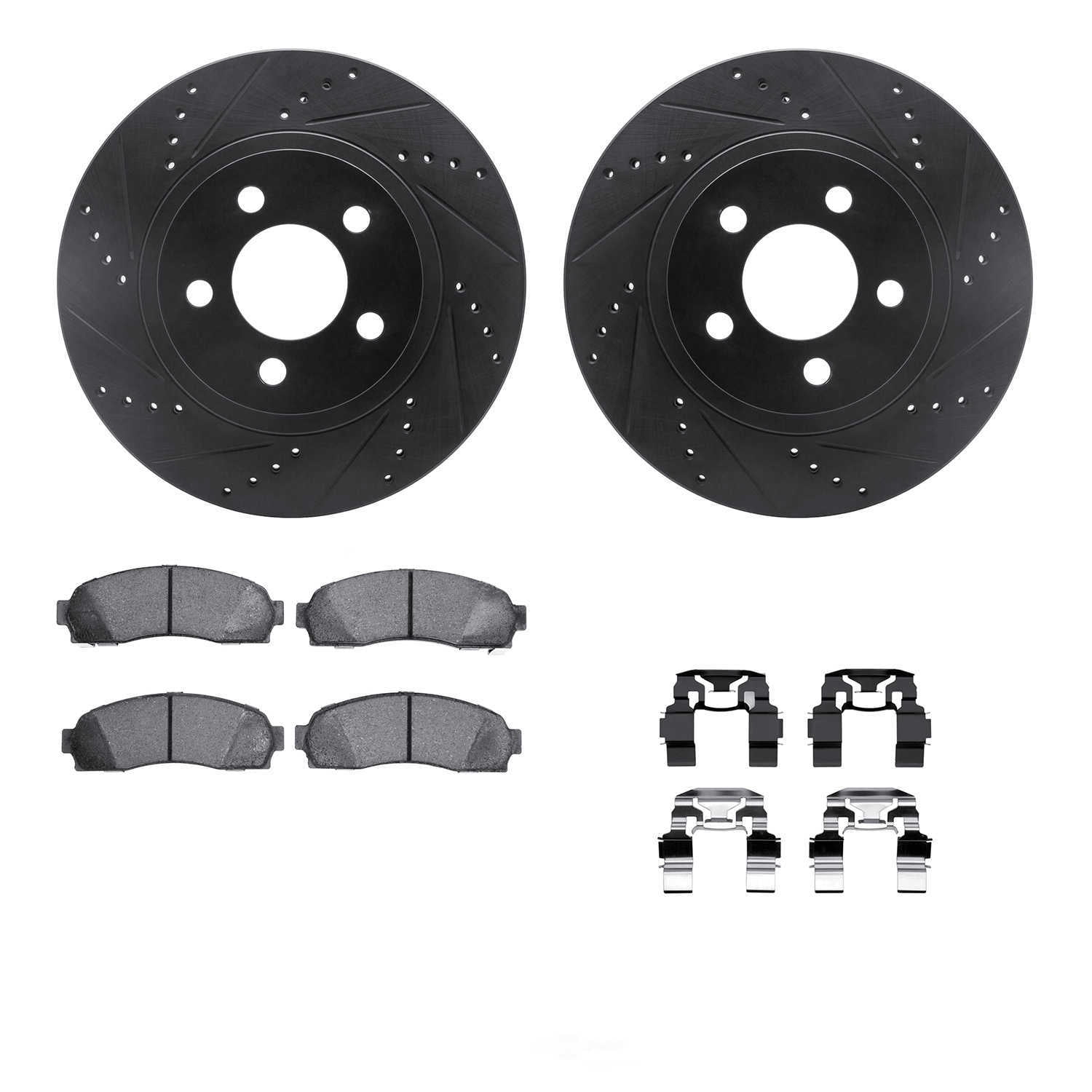 Dynamic Friction Company 8412-54058 DFC Rotors-Drilled and Slotted-Black with Ultimate Duty