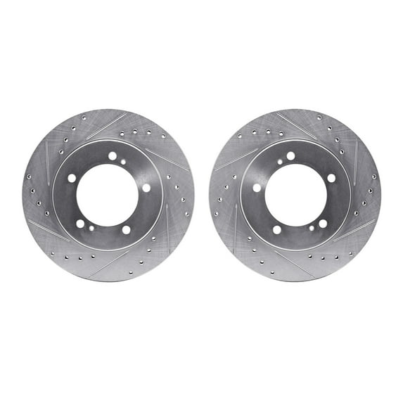 Dynamic Friction Company Front Brake Rotors-Drilled and Slotted-Silver 7002-01002