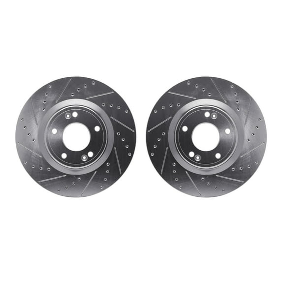 Dynamic Friction Company Front Brake Rotors-Drilled and Slotted-Silver 7002-03019