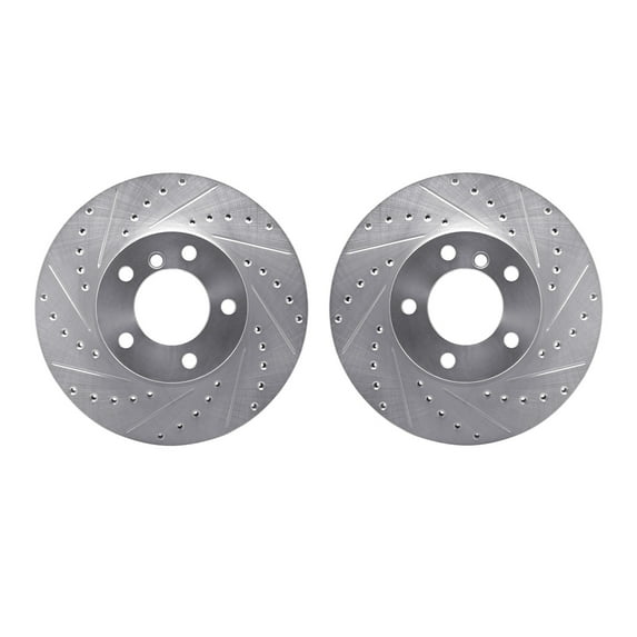 Dynamic Friction Company Front Brake Rotors-Drilled and Slotted-Silver 7002-31006