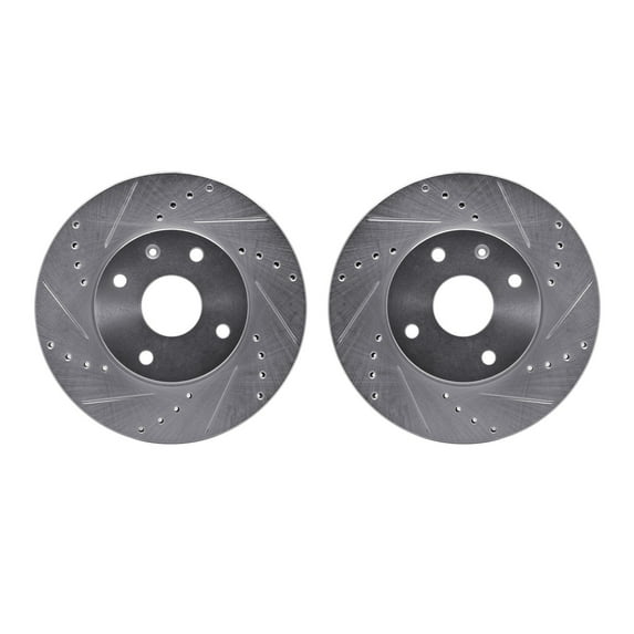 Dynamic Friction Company Front Brake Rotors Drilled and Slotted Silver - 7002-40004