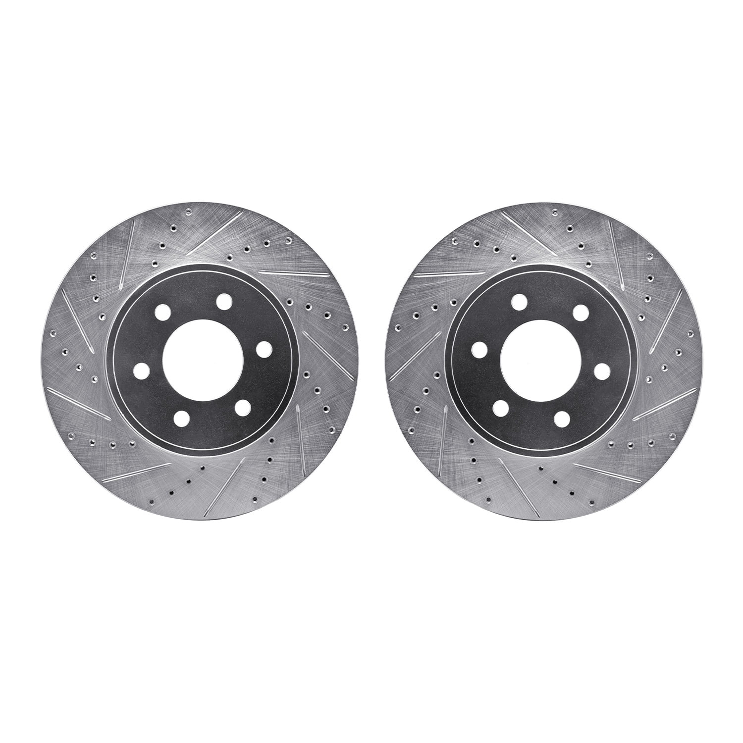 Dynamic Friction Company Front Brake Rotors-Drilled and Slotted-Silver 7002-40048